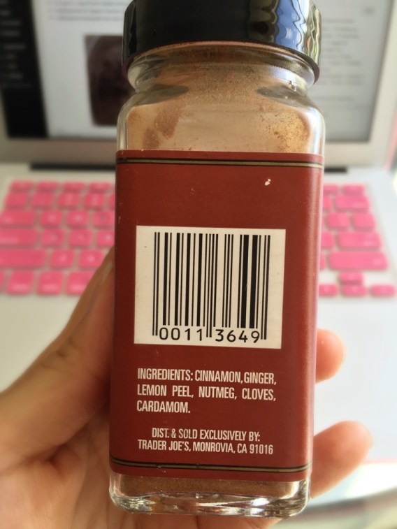 Trader Joe's Pumpkin Pie Spice  - back